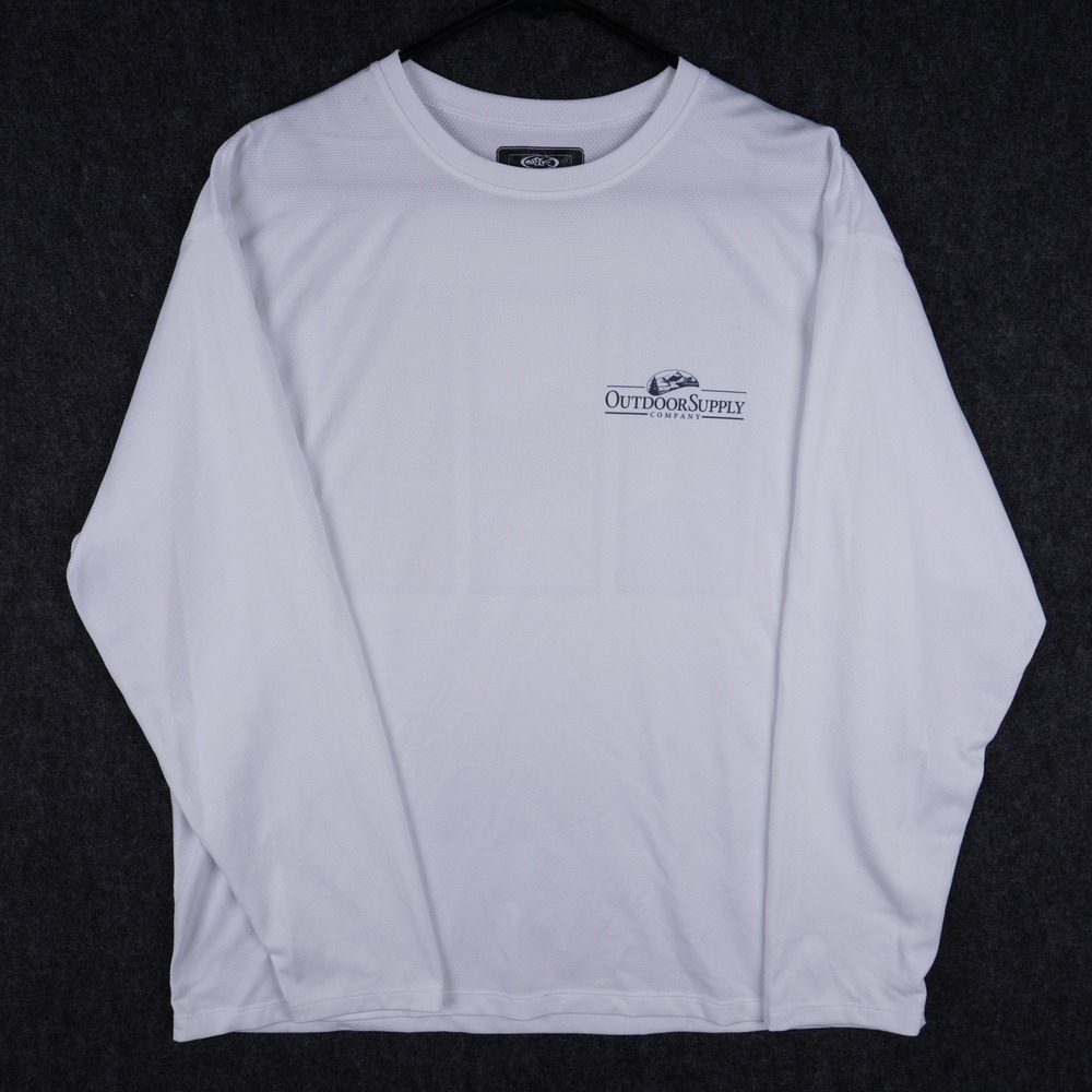 Native Outfitters Fishing Shirt Mens 2XL White SPF 50 Bass Graphic Excellent